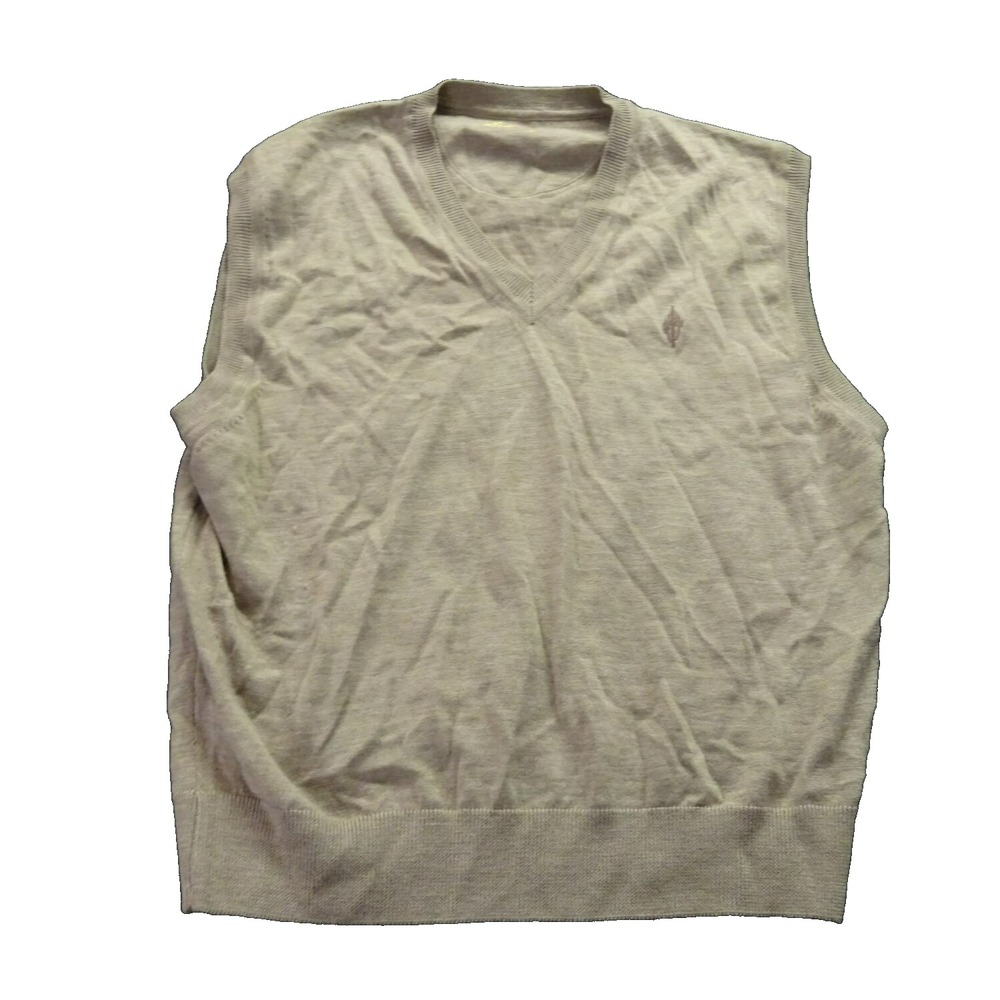 Ben Hogan Mens V Neck Sweater Vest Size L 100% Merino Wool Made in Italy